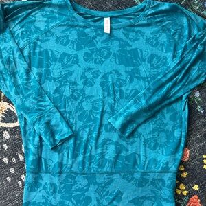 Soybu Teal Floral Long Sleeve Top